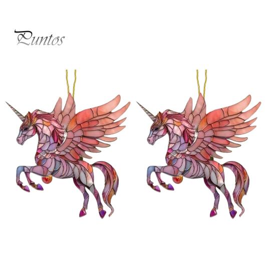 Fade-resistant Horse Pendant 2Pcs 2D Acrylic Animal Charm Christmas Wall Art Accessory Tree Door Window Hanging Ornament Automotive Decoration