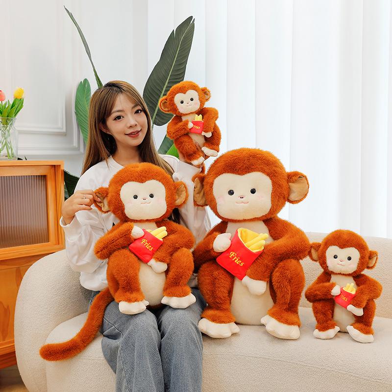 Cute Jiji Monkey Plush Toy Cute Eat Chips Monkey Doll Doll Grab Machine Doll Gift Exchange