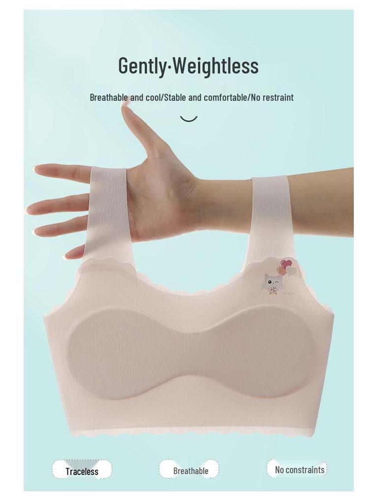 Ice Silk Girls' Training Bra - Junior High Sports Vest for Puberty