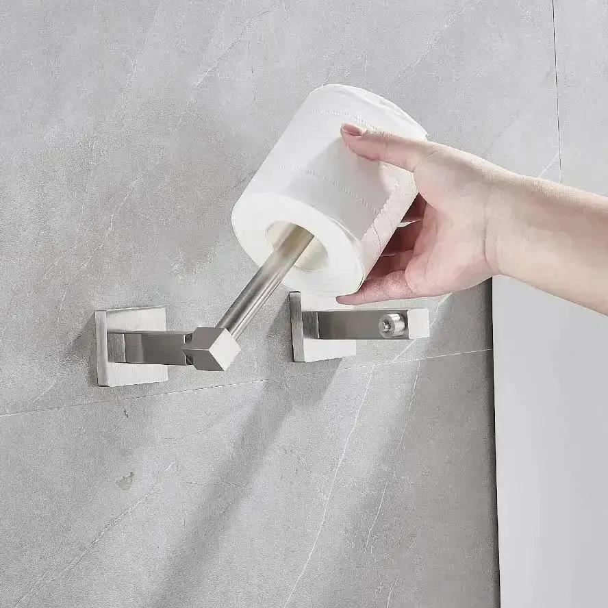 1 Pcs New Black Square 304 Stainless Steel Toilet Paper Holder Bathroom Toilet Paper Holder Sanitary Ware Hardware Hanging Parts