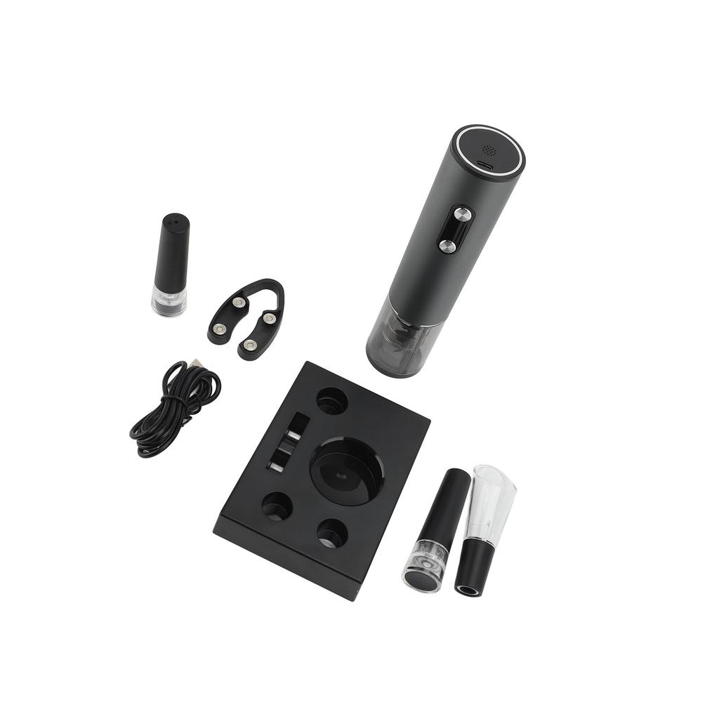 Electric Wine Opener USB Rechargeable Automatic Corkscrew Opener with Foil Cutter Wine Pourer Vacuum Stopper