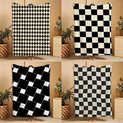 Classic Motif C-Checkerboard Throw Soft Warm Throw Blanket for Bedroom Living Room Bed Travel Camping Picnic Gift