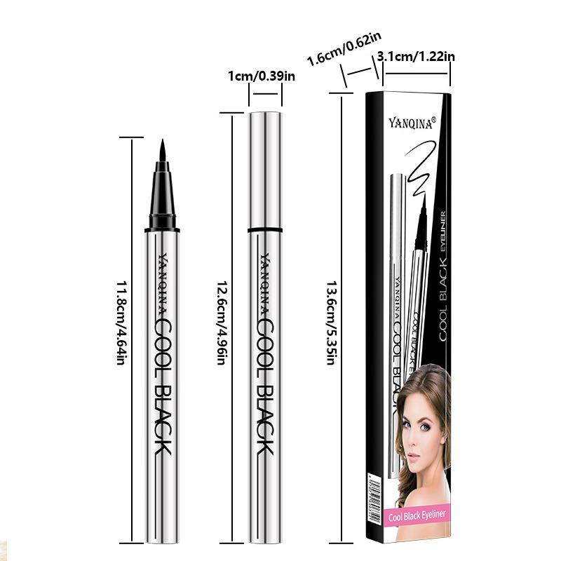 Yanqina Cool Black Eyeliner Flüssigstift, Schnelltrocknend Wasserdicht, Make-up Haltend und Wischfest Eyeliner