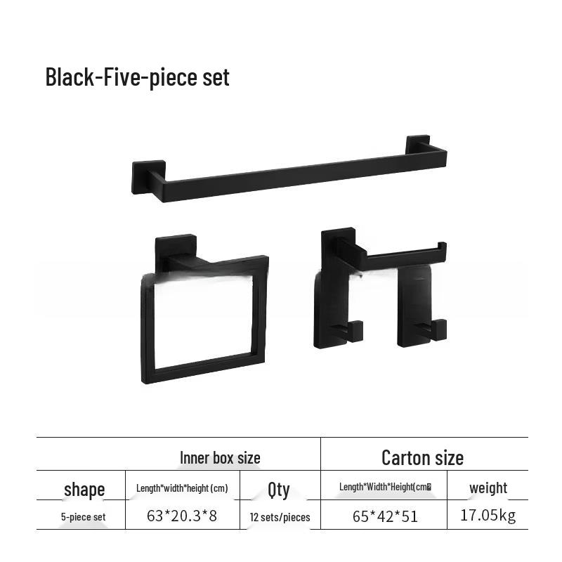 Yipan Light Luxury Stainless Steel 5-Piece Bathroom Hardware Set