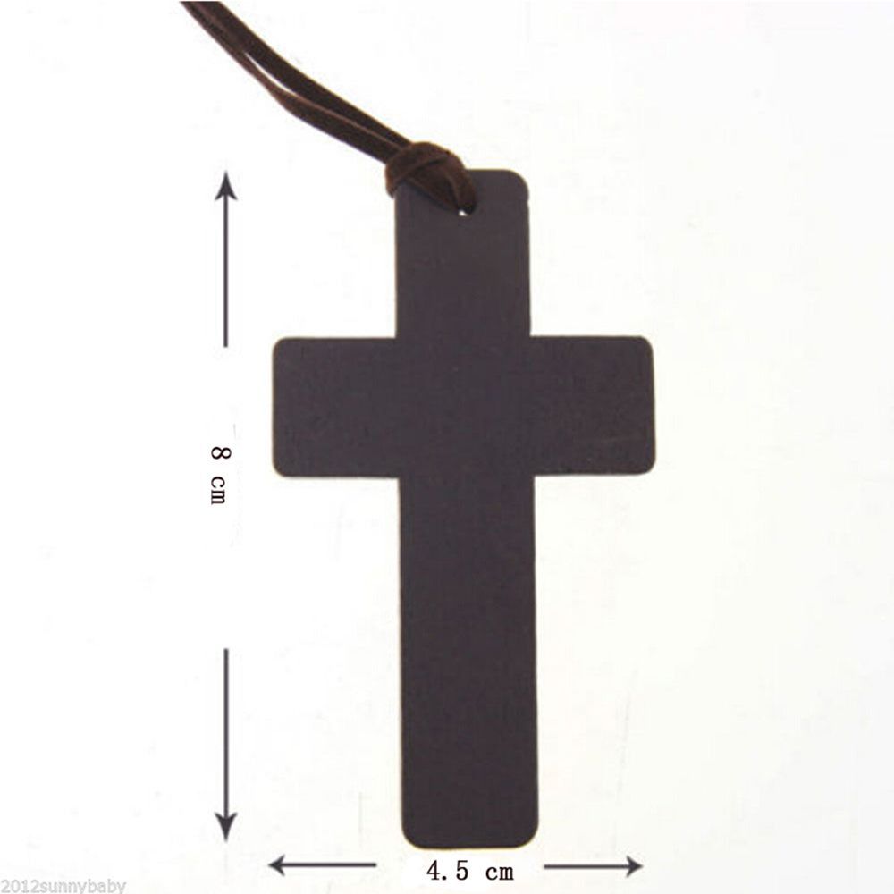 Ancient Men Women Sweater Chains Brown Cord Gift Wooden Religious Jewelry Necklace Cross Pendant