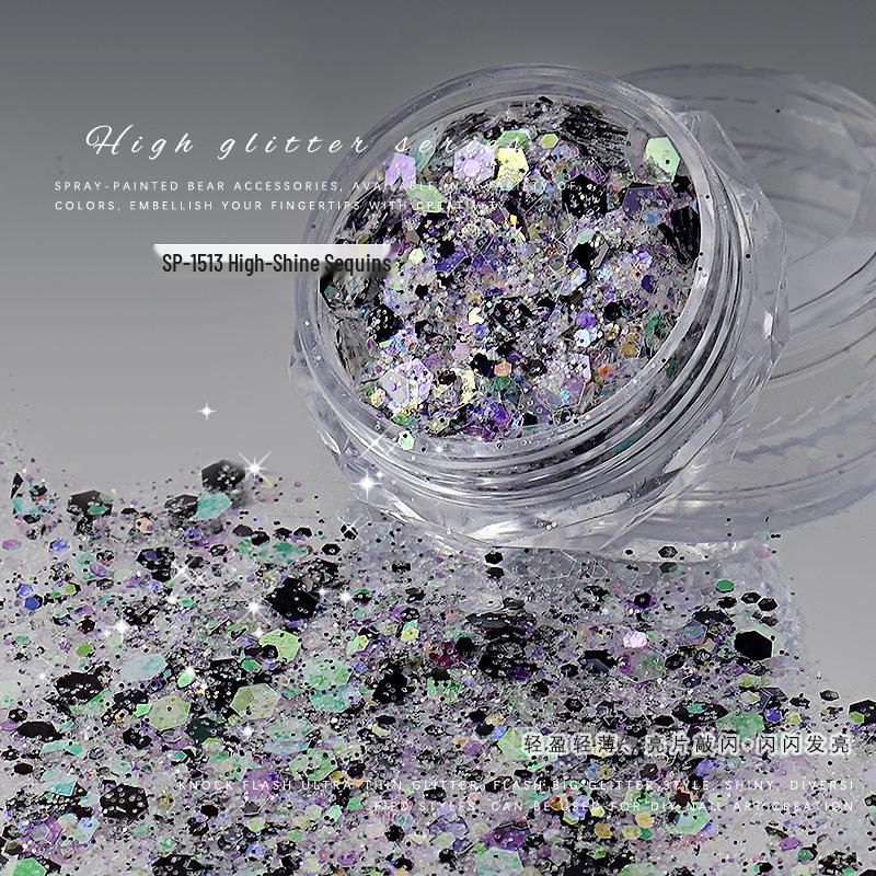 Nail Art Mixed Glitter Sequins: High Shine Hexagons & Rounds