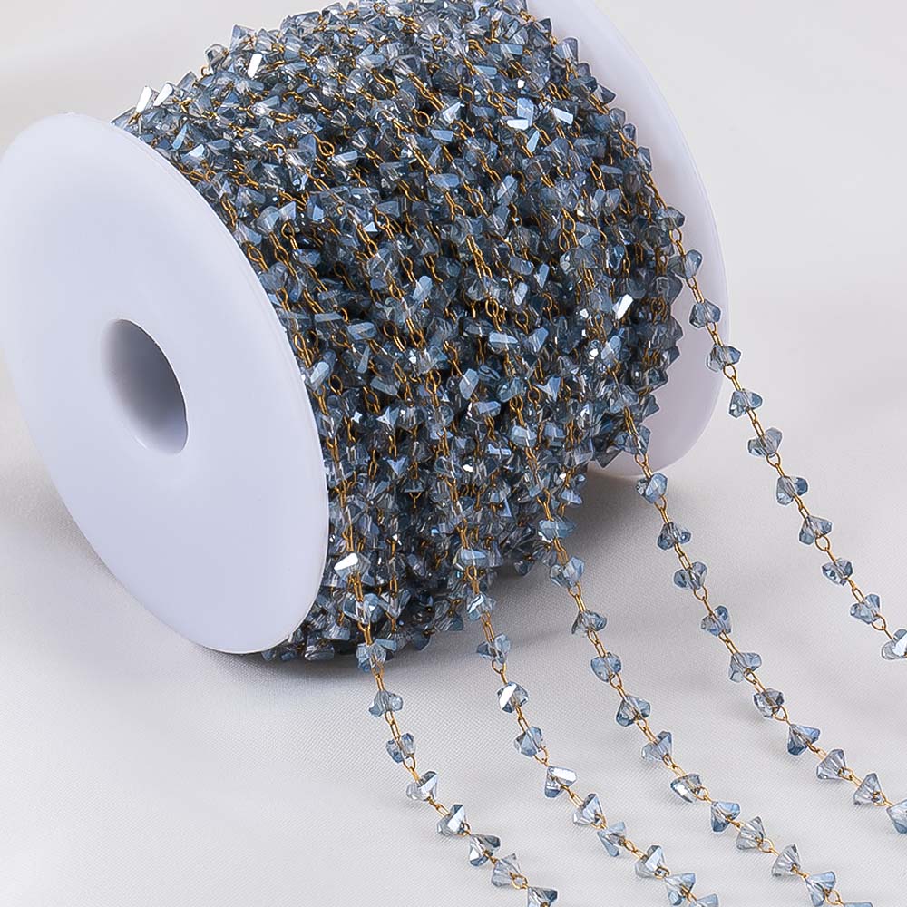 0.5M 1M 2M Irregular Clear Heart Chain Stainless Steel Glass Grave Stone Bead Chain Necklaces Bracelets Chain DIY Jewelry Making