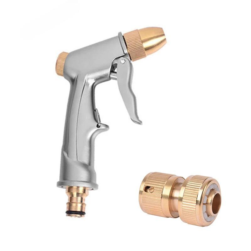 Metal Water Gun Electroplating Lengthened High Pressure Household Car Wash Nozzle Garden Irrigation Water Gun Pressure Washer