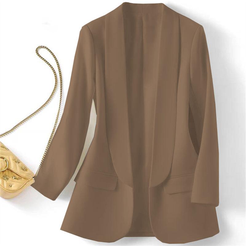 Spring and Autumn Hot Style Commuting Solid Color Collar Long Sleeve Coat for Women