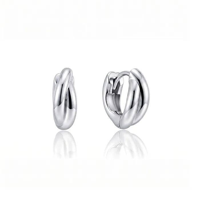 Double Pipe Combination 14K/Silver Post One-Touch Ring Earrings