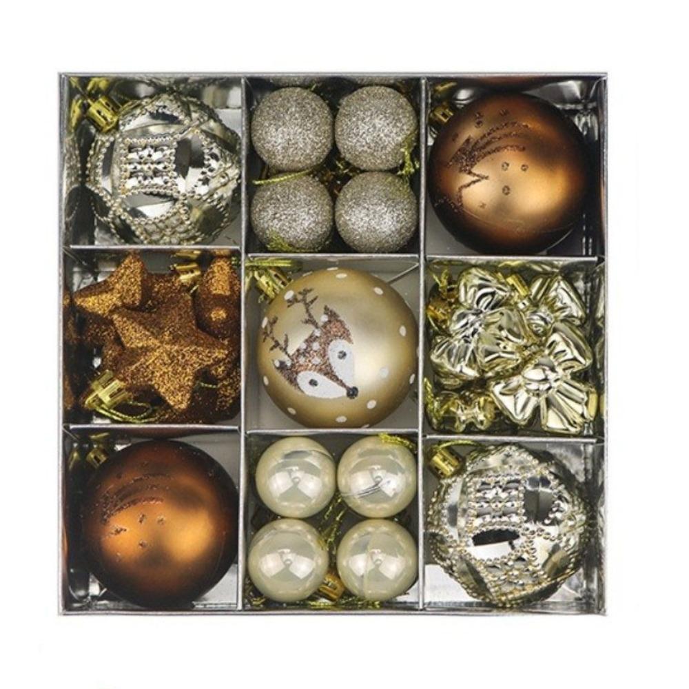 35Pcs Shatterproof Xmas Tree Hanging Balls Bow Christmas Ball Ornaments Party Decorations