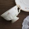Filiżanka kawy koreański Retro kremowy żółty duszpasterski kwiatowy maswerk złoty ceramiczny angielski popołudniowy deser kwiatowa filiżanka do herbaty i spodek