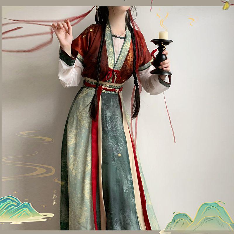 Chinese Tang Dynasty Style Hanfu For Women Tang Bei Zi Waist Skirt Daily Suit