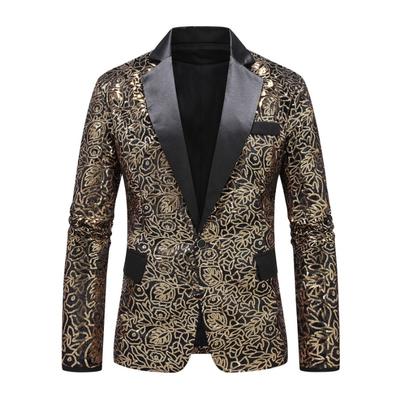 Neuer Herren Pailletten-Blazer Dinner-Ball Hochzeitsanzug Muster Pailletten Performance-Kleid