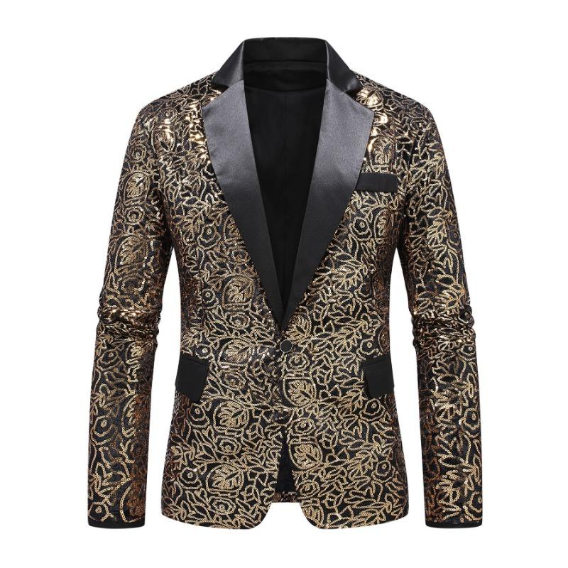 New Men's Sequin Blazer Dinner Dance Wedding Suit Pattern Sequin Performance Dress