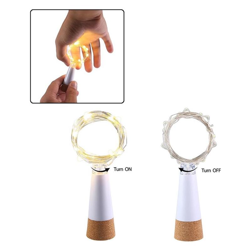 A84E-2PCS LED Cork Bottle Fairy Lights USB Powered Battery Operated 2M 20 Leds For Home Kitchen Party Decor