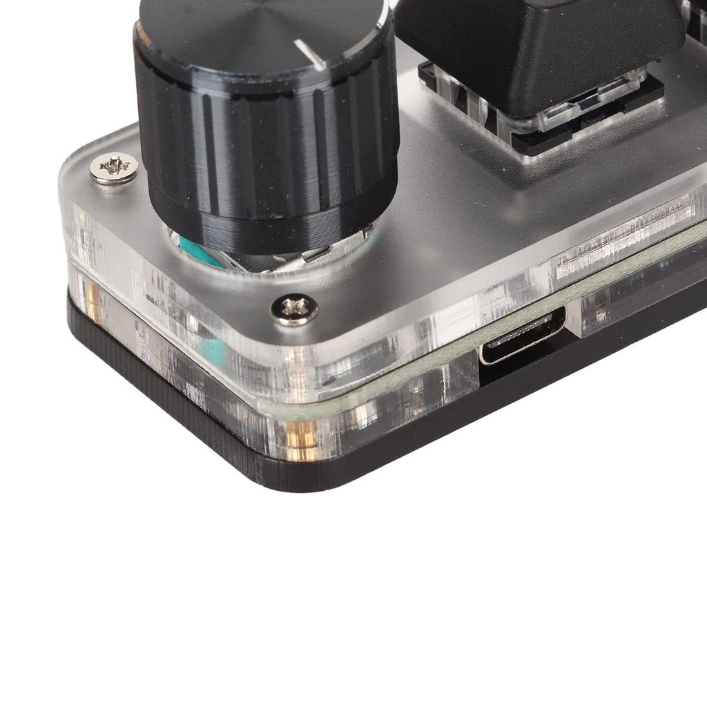 Mini 3-Key Keypad, One-Handed USB PC Keypad with Knob, Programmable Mechanical Keyboard, Mini Macro Mechanical Gaming Keyboard, Blue Switch (Black)