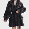 2024 Hepburn Style Medium-Long Wool Coat: Autumn/Winter, Straps, Small Suit Collar