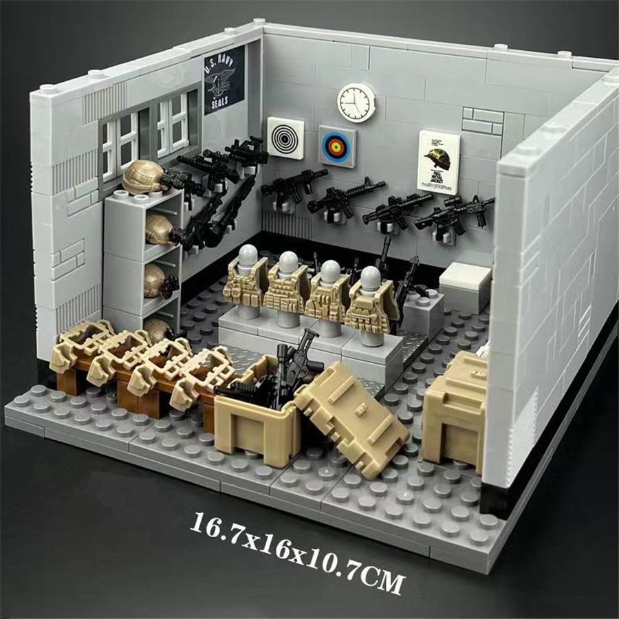 Moc WW2 Military Sentry Tower Weapons Armory War Scene Model Building Blocks Bricks Kit Toys For Children