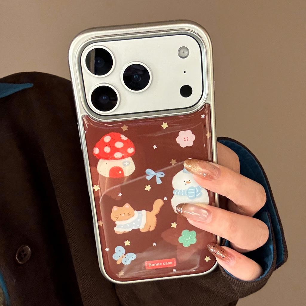 Glue Suitable for 17promax Retro Cartoon Snowman for Iphone16 for Apple 15 Mobile Phone Case Winter Brown 14 for Huawei