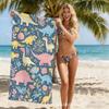 Pastel Floral Dinosaur Kids Full Cartoon Print Beach Towel Light Microfiber Fabric Matched To Girls Beach Holiday Trips