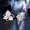 E0227 Personalized Petal Earrings Micro-Inlaid Zircon Color-Preserving Summer Trinkets