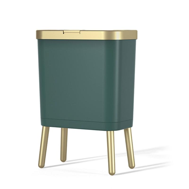 Standing Trash Can High Foot Trash Can with Press Open Lid Odor Sealing for Kitchen and Bathroom, Medium Capacity