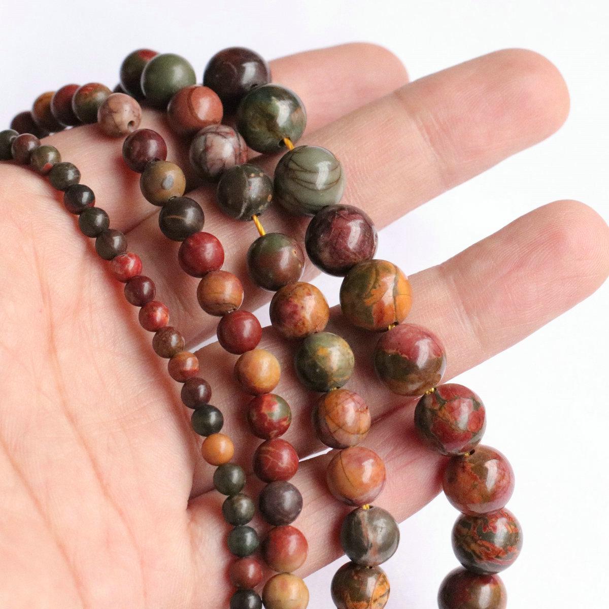Natural Warring States Red Agate African Red-Green Stone Round Beads for DIY Jewelry Accessories