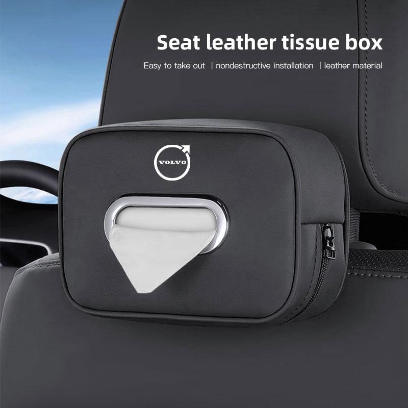 Boîte à mouchoirs de voiture Accessoires d'intérieur de voiture Pour Volvo V60 V40 XC90 S60 C30 XC60 Rdesign XC40 Sac de rangement pour mouchoirs en cuir Étui Kleenex