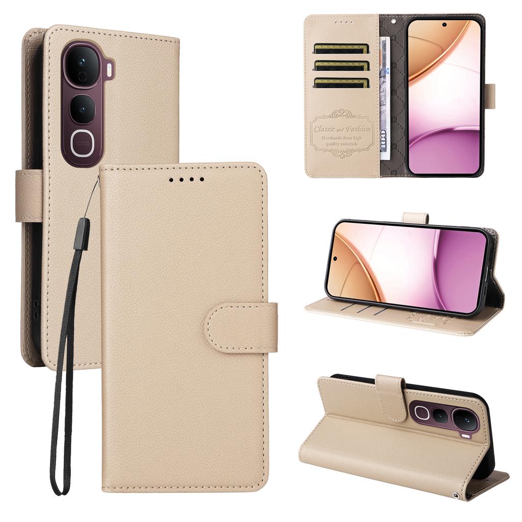 For Vivo Y400 Pro 5G/vivo V40e 5G Case RFID Blocking 3 Card Slots PU Leather Phone Cover with Wrist Strap