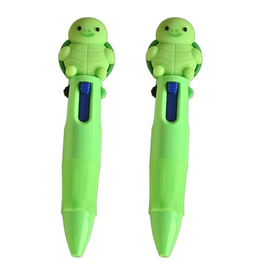 2 ks kuličkového pera Mini 4v1 Vícebarevné pero s roztomilými 3D panenkami Dekorace Hladké psaní Bezstresové Přenosné pero pro psaní deníku Poznámky