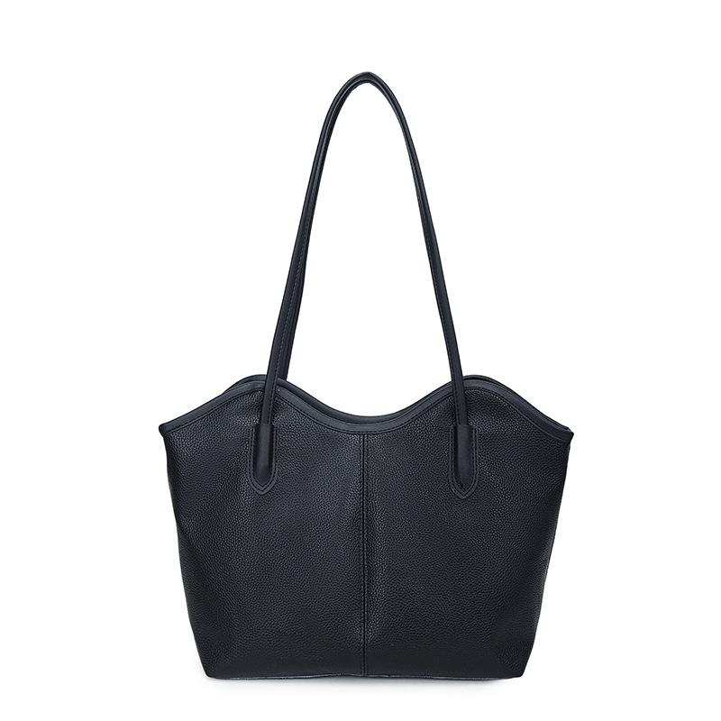 Women Fashion Retro Colorblock Simple Large Capacity Commuting Tote Shoulder Bag