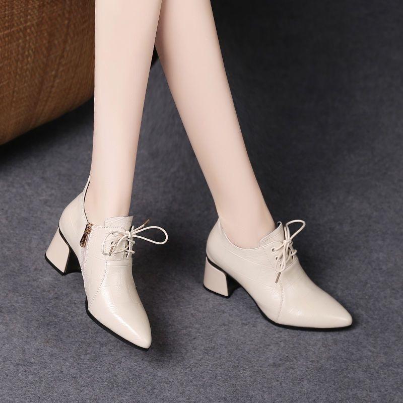 Deep Mouth Follow-up Shoes Real New Soft Leather Winter 2026 Soft Leather High Heels 34