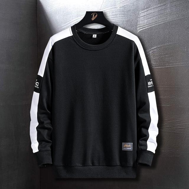 

Мужская одежда Весенние толстовки Хип-хоп Боковые полосатые толстовки Мужская уличная одежда Хип-хоп одежда Длинные рукава рубашки Тренд XXXL чёрный