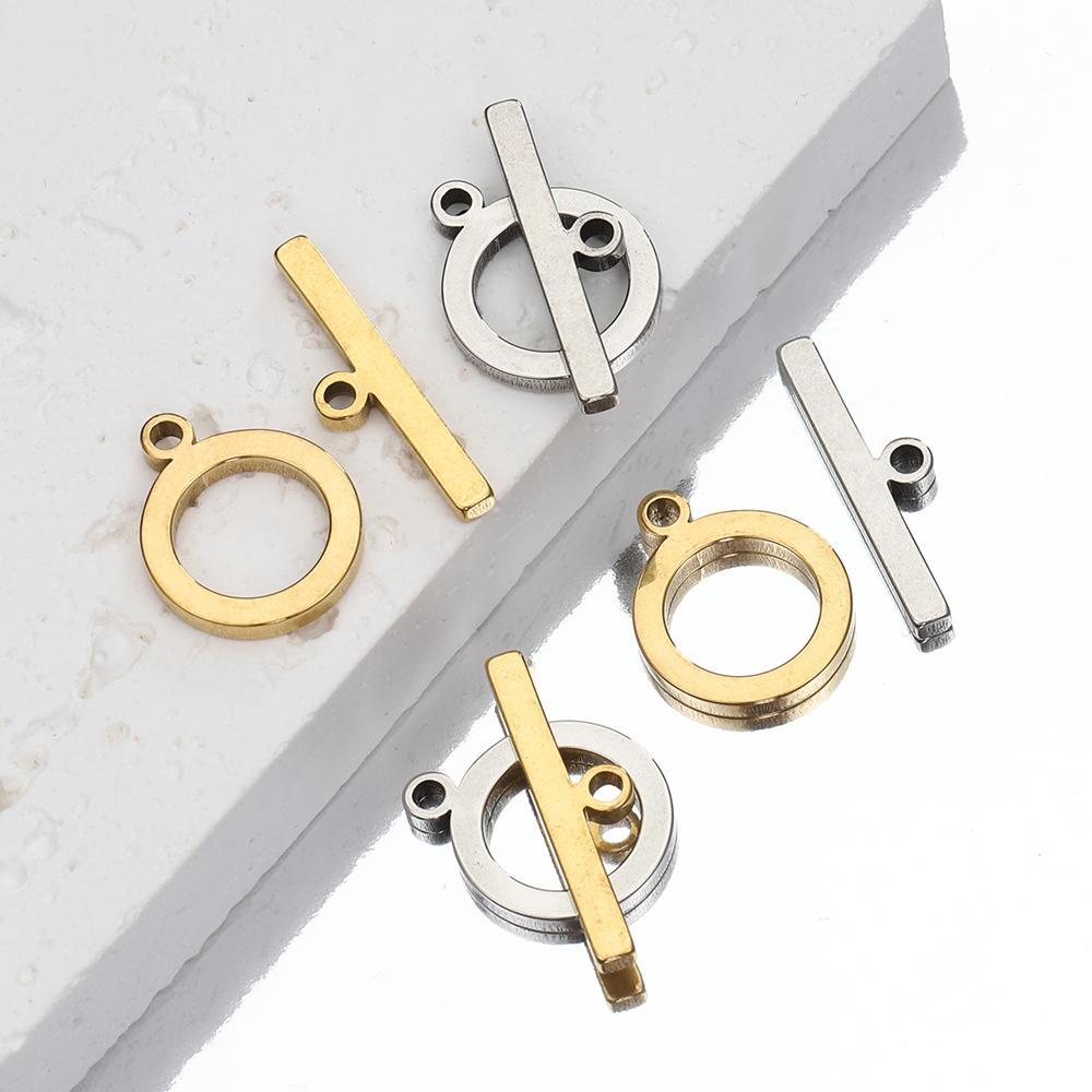 5Sets Stainless Steel Gold Color Flat OT Toggle Clasps DIY Jewelry Making Necklace Bracelet Connectors Hooks Findings Supplies