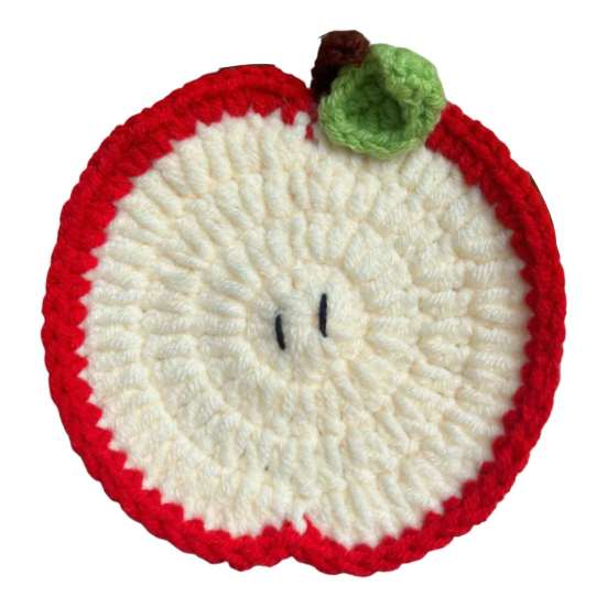 Hand Knitted Fruit Coasters Handmade Coaster, Crochet Watermelon Orange Strawberry Kiwi Cherry Small Wool Mats for Coffee Cups Cup Mat, Heat