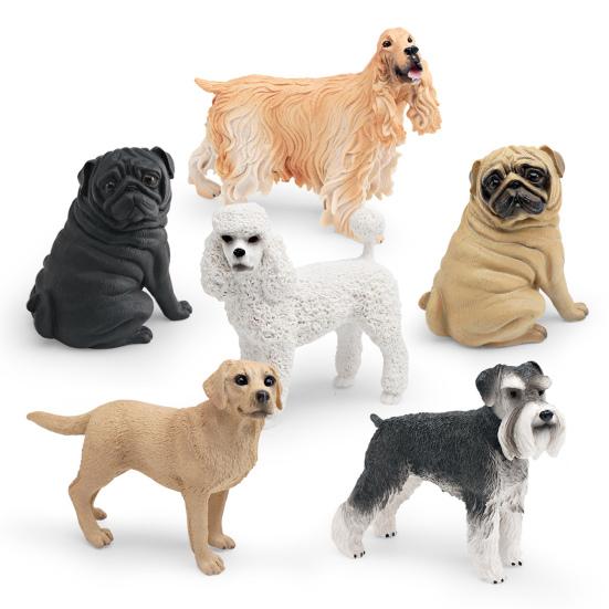 Simulated Dog Model PVC Pug Schnauzer Poodle Labrador Cocker Spaniel Figurine Statue Sculpture Decoration Ornament Educational Animal Toy