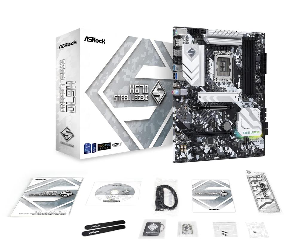 Asrock Motherboard H670 Steel Legend Compatible with Intel H670 Series CPU H670 ATX Motherboard Authorized Distributor Black (LGA1700) [Domestic