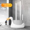 Soft Rubber Brush Head Wall-Mounted Toilet Brush Quick Drainage Toilet Cleaner  Bathroom Cleaning
