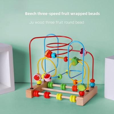 Holz Cartoon Tier & Obst Perlen Puzzle - Multifunktionales Lernspielzeug für Kinder