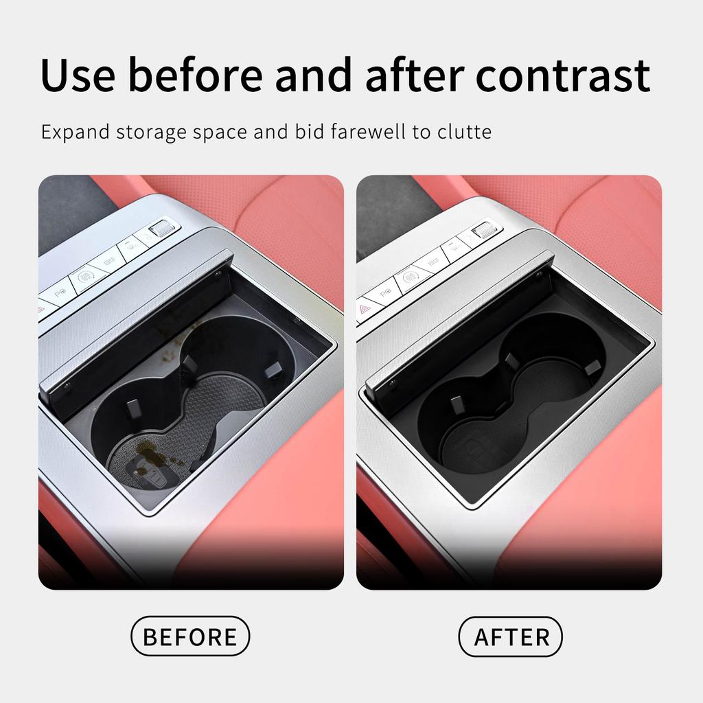 LUCKEASY for BYD Tang L/Atto 8/Sealion 8 2025 2026 Water Cup Holder Accessories Central Console Drinks Cup Holder Storage Box