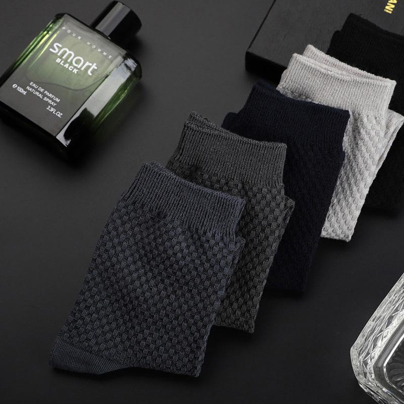 5 Pairs High Quality Bamboo Fiber Men Socks Business Breathable Deodorant Compression Socks Men Long Big Size EU39-47 Large Plus