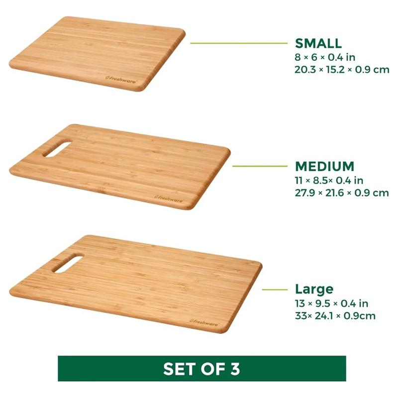 Cutting board | 3-layer organic bamboo | Suitable for meat, vegetables, antibacterial bamboo cutting boards and trays