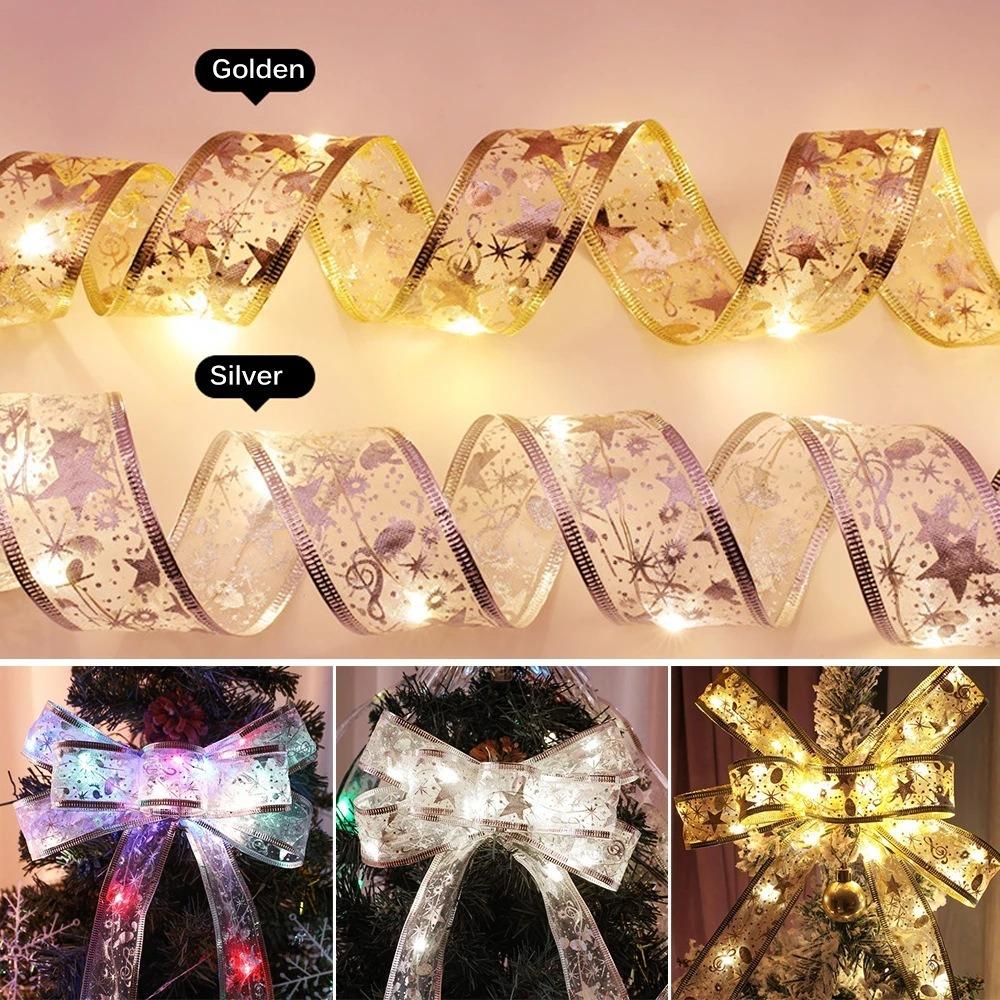5m LED String Light Lace Bows Christmas Tree Ornament New Christmas Ribbon Light