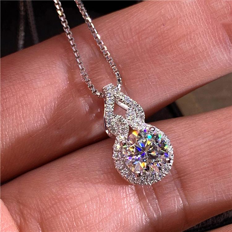 Classic Moissanite Gourd Pendant Necklace for Women