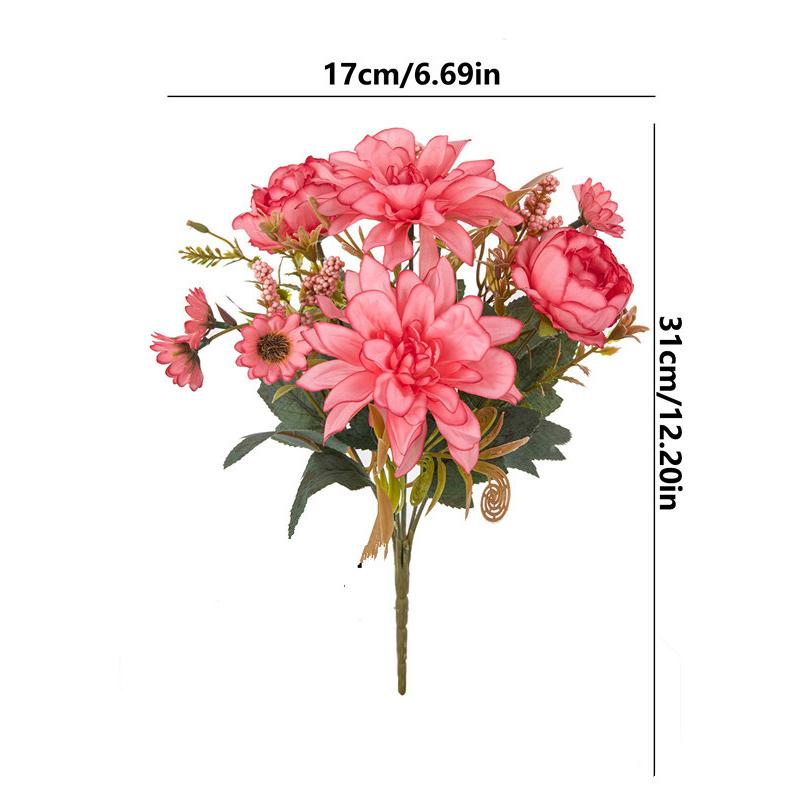 1 Stück Heißer Verkauf Kunstblume Seide Dahlie Rose Gänseblümchen Weihnachten Heimdekoration Bonsai Zimmer Hochzeit Brautstrauß Party DIY Box