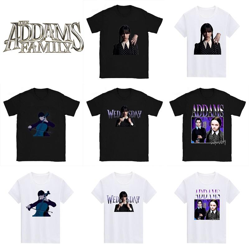 Die Addams Family Wednesday Unisex T-Shirt Top Stilvoll Weich Atmungsaktiv Bequem