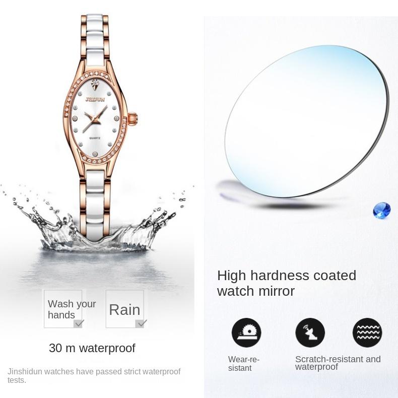 JINSHIDUN Brand Watches Swiss Watch Quartz Movement Fashion Waterproof Thin Women's Watch Women