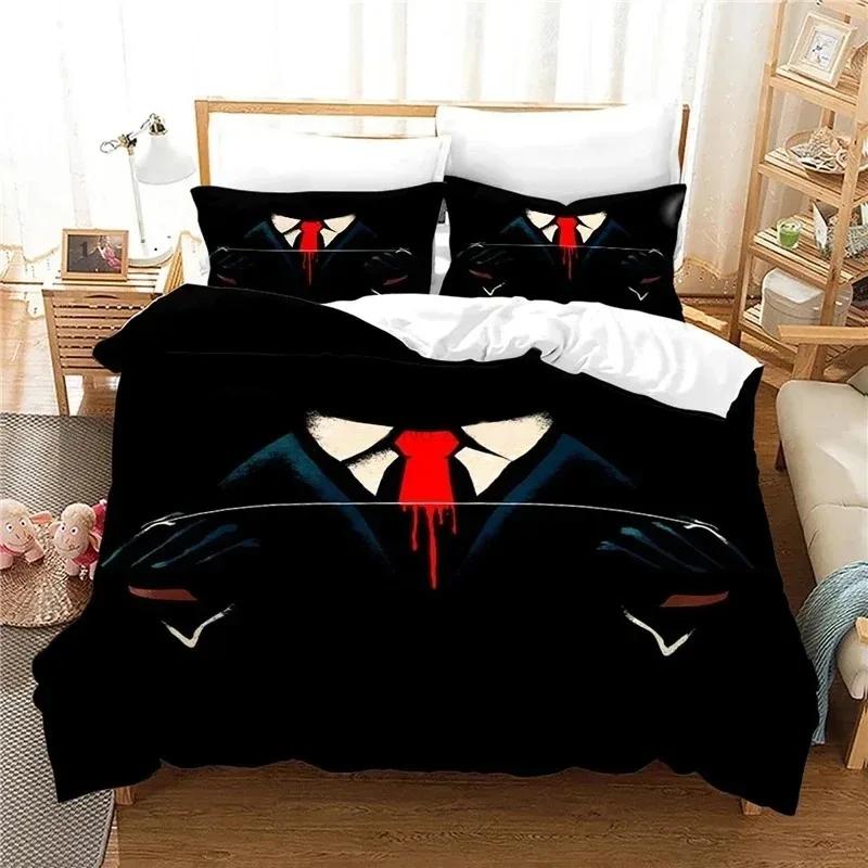 Game Hitman Kiler Beding Set Young Boys Young Girls Twin Quen Sized Dimensions Soft Duvet Cover Pilowcase Bed Children Kids Adult People Fashion Home