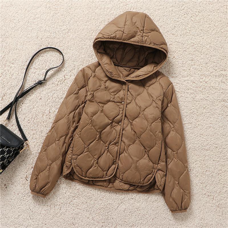 

Autumn and winter new hooded short light down jacket women s casual versatile outer wear small duck down jacket trendy XXXL темного кольору хакі